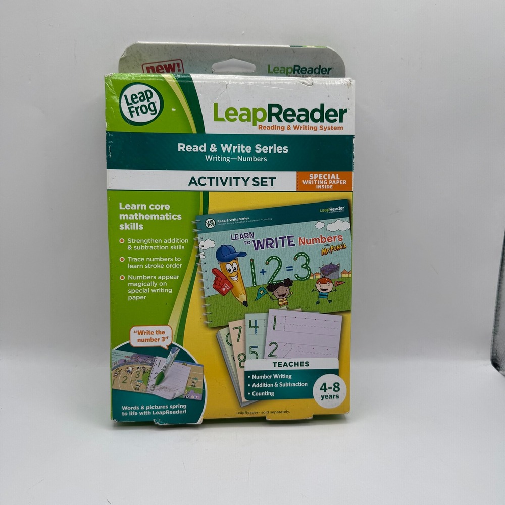LeapFrog LeapReader Activity Set Kids Ages 4-8 Green Writing Numbers Math 21111